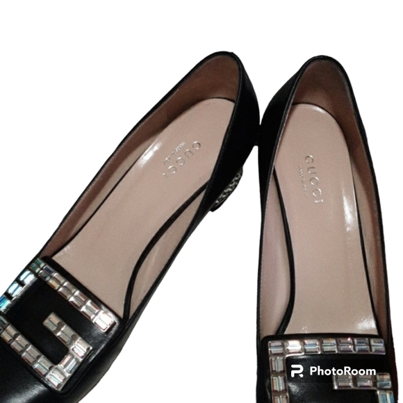 Gucci Malaga Kid leather mid heel pump with crystal G - Picture 6 of 15